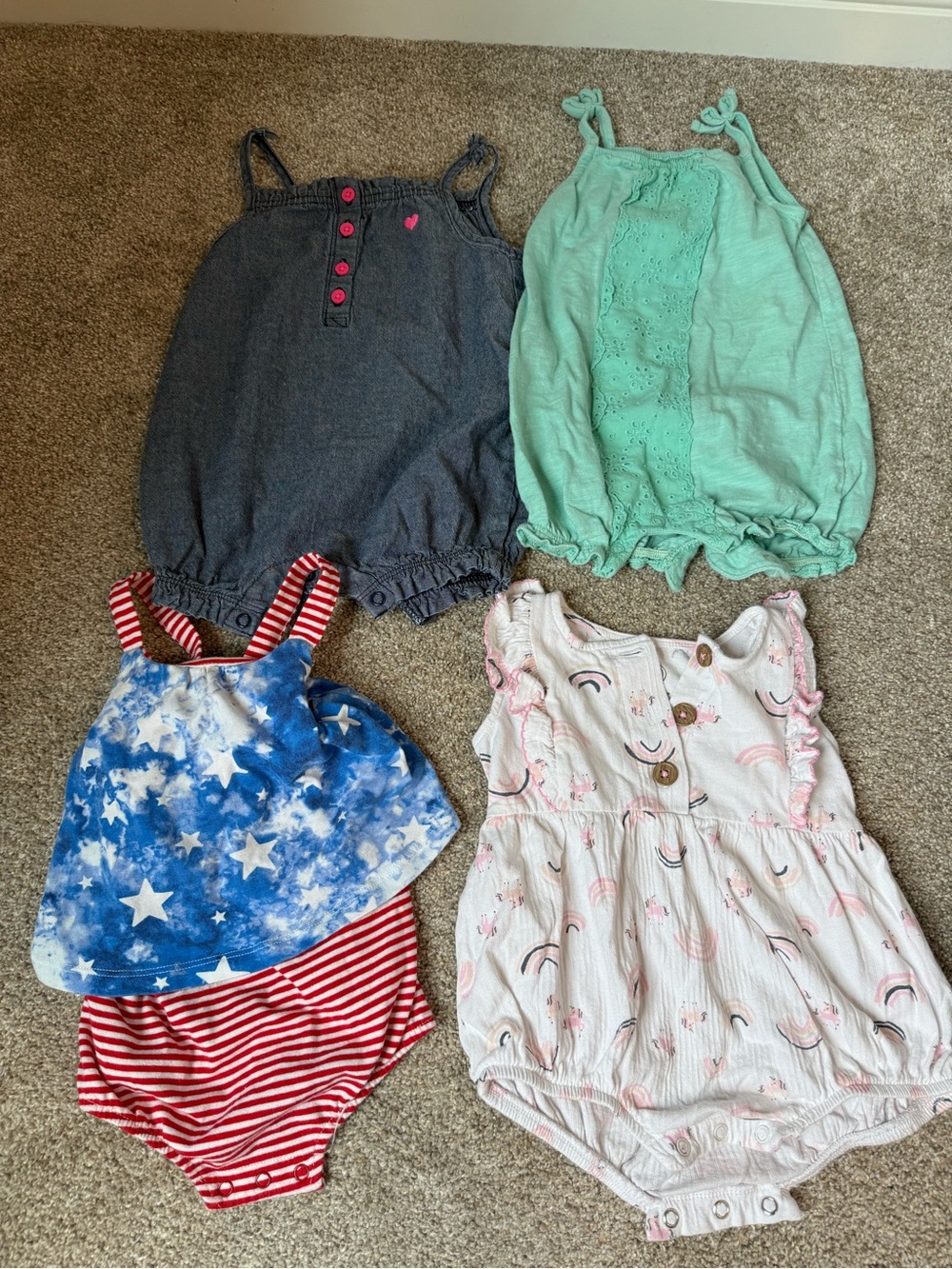 Girls Mixed Romper Pack - size 9 months
